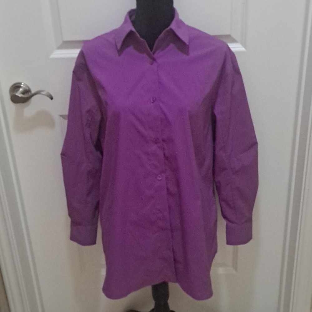ATHLETA fuschia/pink purple small button down, wore 2x!